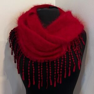 Red Women's Faux-Fur Fringe Scarf